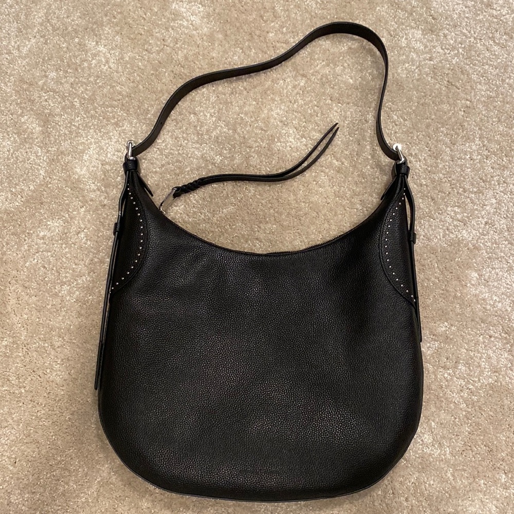 Rebecca Minkoff black leather studded hobo bag